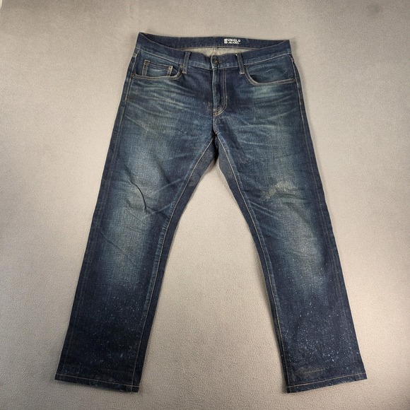 Uniqlo Other - Uniqlo Jeans Mens 33x26 Blue Dark Wash Selvedge Slim Straight Denim Five Pocket